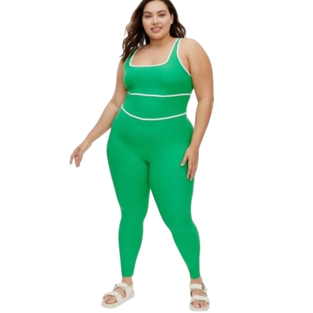DVF for Target Jumpsuit Womens 4X Green Sleeveless Unitard Racerback Activewear